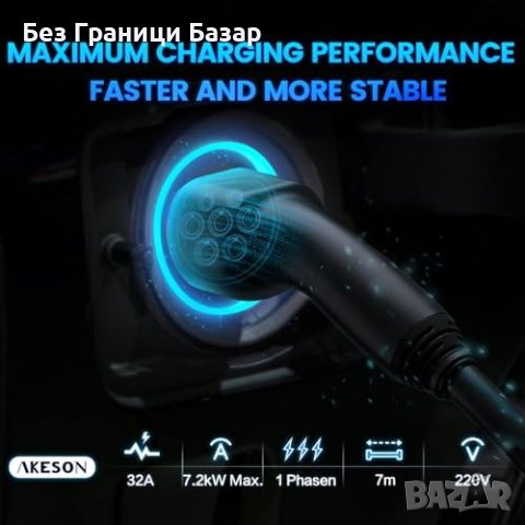 Нов Бърз Заряден Кабел за кола Type 2 - 7.2KW, 7M, Еко Съвместим за Електромобили, снимка 6 - Аксесоари и консумативи - 43557536