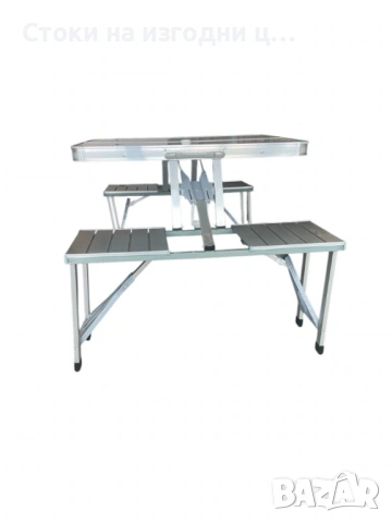 Комплект сгъваема маса с вградени 4 стола за къмпинг,риболов,пикник,туризъм, снимка 3 - Маси - 53241288