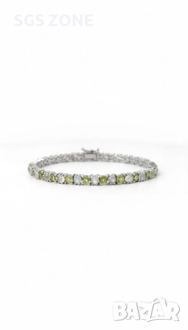 Ръчно изработена сребърна гривна с перидот и лунен камък, снимка 7 - Гривни - 52575999