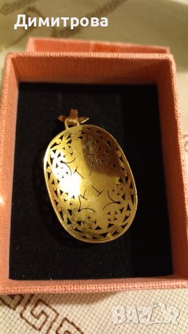 Масивен златен медальон 8.63гр/14к , стара ръчна изработка, снимка 2 - Колиета, медальони, синджири - 43961013
