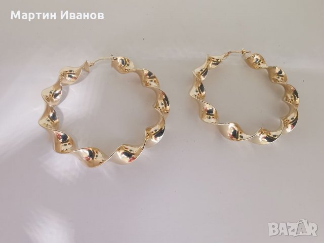 Златни обеци халки усукани , снимка 8 - Обеци - 32282639