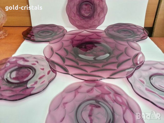 Стъклени чинии цветно лилаво стъкло, снимка 7 - Антикварни и старинни предмети - 27012145