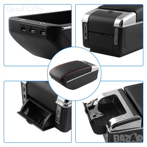 Подлакътник за Автомобил, Централна конзолна кутия за съхранение, с USB LED, снимка 2 - Аксесоари и консумативи - 43018270