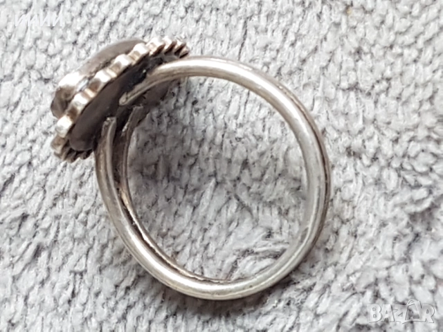 Сребърен пръстен с камък гема делфин, снимка 2 - Пръстени - 52363353