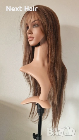 Естествена права светло кафява перука 70-75 см с дантела 13х6 от бразилска коса, снимка 9 - Аксесоари за коса - 53221108