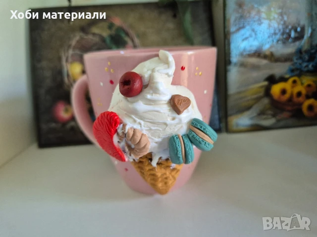 "Върхът на сладоледа " чаша полимерна глина , снимка 4 - Декорация за дома - 50537073