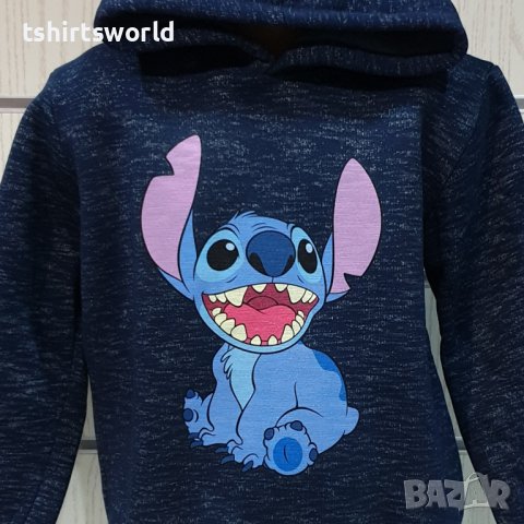 Нов детски суичър с дигитален печат Стич (Stitch) в цвят тъмносин меланж, снимка 3 - Детски анцузи и суичери - 38995831