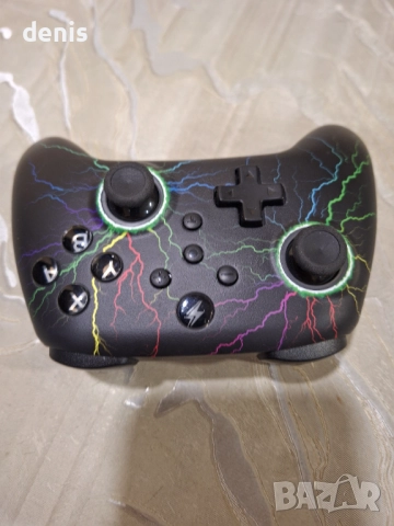 Безжичен контролер, съвместим със Switch Lite/OLED/PC, Bluetooth, RGB, LED 9 цвята, регулируемо турб, снимка 3 - Аксесоари - 52871255