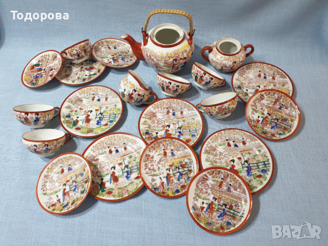 Японски порцеланов сервиз за кафе или чай - 21 части, снимка 3 - Сервизи - 36486832