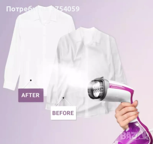 Уред за вертикално гладене с пара Voltz, 1000W, 280 мл., Бял с лилаво, снимка 2 - Ютии - 53079181