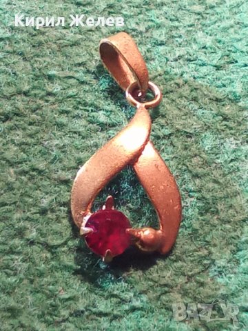 СТАРИННО СКЪПОЦЕННО АРТ ДЕКО БИЖУ БРОНЗ ПОЗЛАТА с ФАСЕТИРАН ГРАНАТ МЕДАЛЬОН ПЕНДАНТ 72101, снимка 4 - Антикварни и старинни предмети - 35653791
