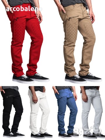 Мъжки вталени панталони с прав крачол, 6цвята - 023