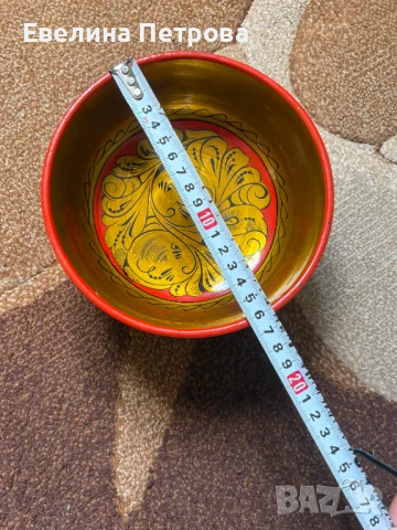 Дървена рисувана купа/чиния Хохлома, снимка 3 - Антикварни и старинни предмети - 51275176