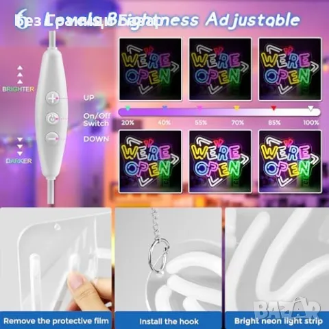 Нова Неонова LED табела Отворено за бизнес витрина и декор Знак Open , снимка 2 - Лед осветление - 47579213