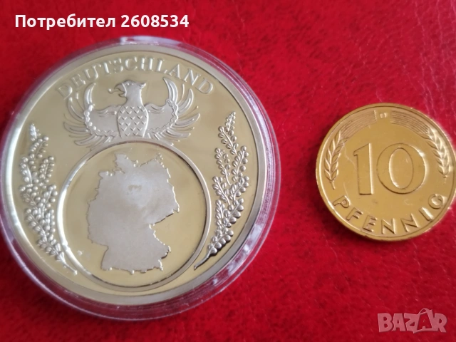 10 ПФЕНИГА 1950 ГОДИНА В ПОСРЕБРЕН ПЛАКЕТ, снимка 3 - Нумизматика и бонистика - 53485951