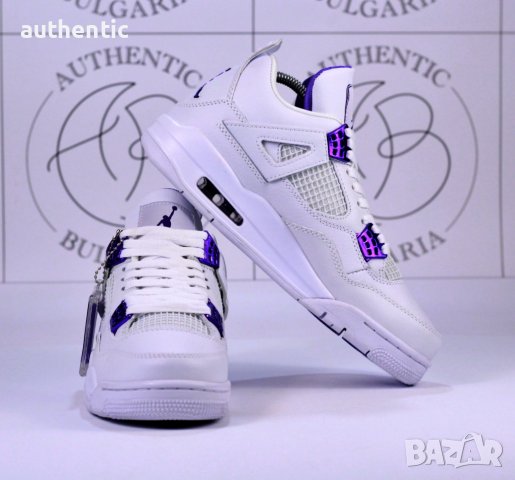 Nike Jordan Retro 4 White Oreo, Taupe Haze, Purple Metallic, снимка 4 - Спортни обувки - 39215114