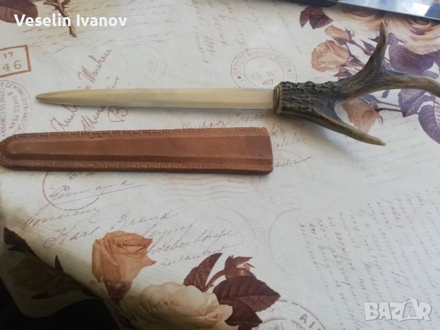 Нож за писма с еленов рог, снимка 3 - Ножове - 36737715