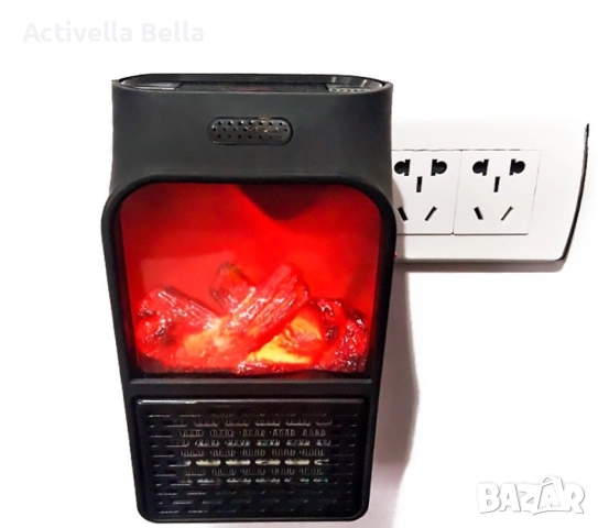 TV249 Мини печка с камина ефект / Материал: ABS; Цвят: черен; Напрежение: 220 V; Мощност: 500 W; Раз, снимка 3 - Отоплителни печки - 52557896