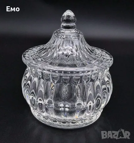 Стъклена захарница с капак, снимка 5 - Аксесоари за кухня - 48410499