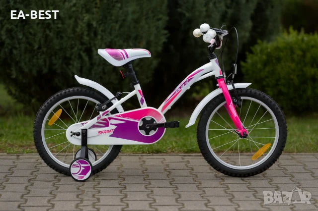 🚲✨ Детски велосипед ALICE 18- Бяло с розово и лилаво ✨🚲
, снимка 1