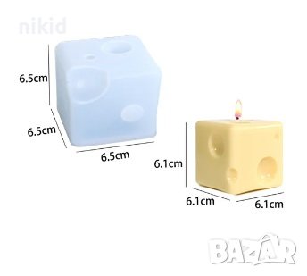 3d къб кубче квадрат сирене кашкавал силиконов молд форма фондан гипс смола шоколад свещ сапун, снимка 2 - Форми - 43690512