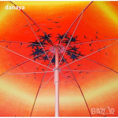 2277 Плажен чадър с чупещо рамо Палми, снимка 11 - Къмпинг мебели - 33597595