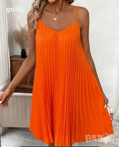 Стилна оранжева рокля, снимка 2 - Рокли - 51160833
