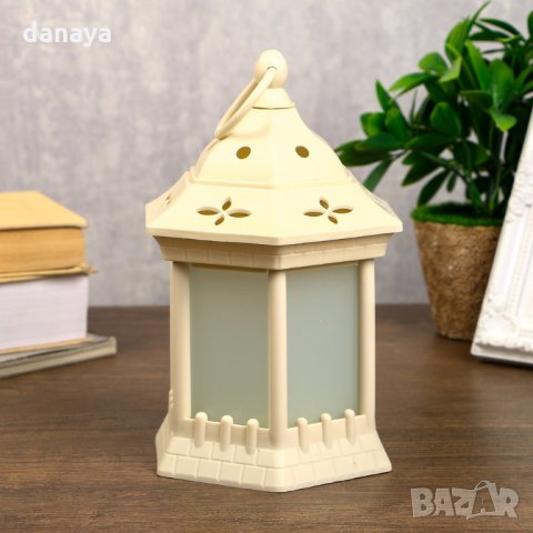 1343 Декоративен Led фенер лампа с ефект на пламък 20x14cm, снимка 4 - Декорация за дома - 27822543