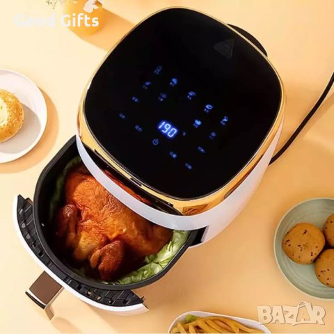 5 литра Елегантен Компактен Air Fryer - Фритюрник с горещ въздух , 1200 W, Тъч скрийн управление, снимка 5 - Фритюрници - 40839683