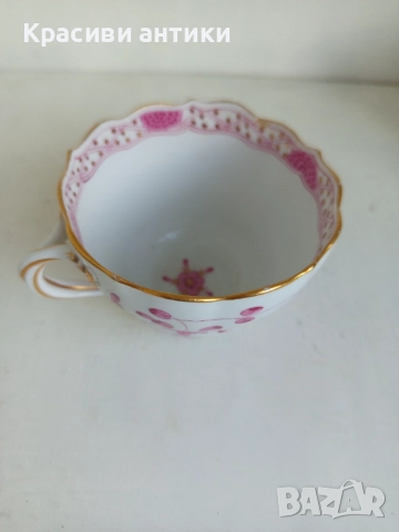 Антикварна чаша порцелан Meissen Indian Pink Flower 1815, снимка 10 - Антикварни и старинни предмети - 52427982
