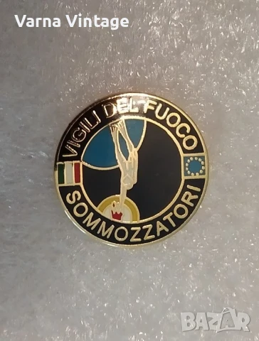 Значка на пожарникари-водолази "Vigili del Fuoco Sommozzatori" Италия., снимка 3 - Колекции - 51210772