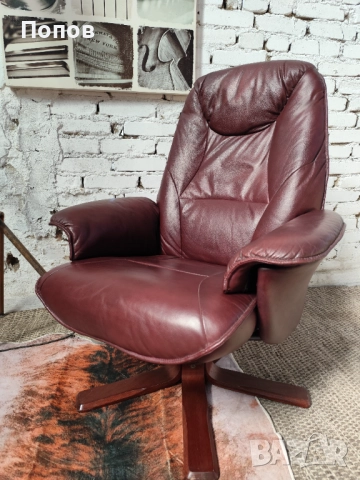 Hjort Knudsen кожен релакс стол, снимка 7 - Дивани и мека мебел - 51946613