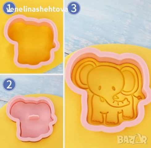 Горски зоо животни жираф слон лъв пластмасови резци печат бисквитки фондан декорация , снимка 2 - Форми - 52901662