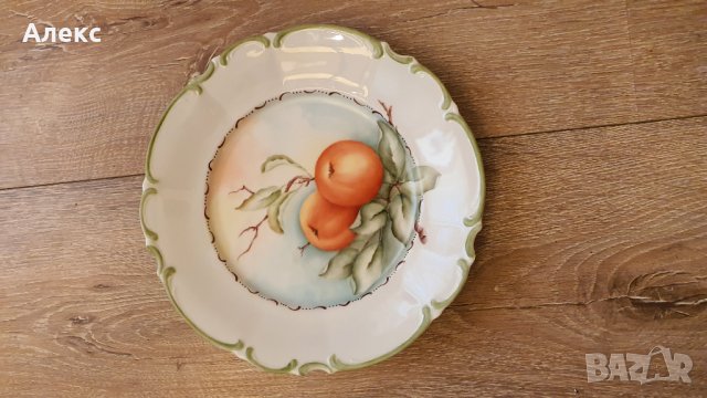 Hutschenreuther– Рисувана чиния, плато, 25.5см– 1988г Отлична!, снимка 4 - Чинии - 37486274