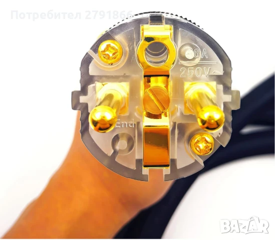 WAudio 10AWG аудиофилски захранващ кабел,стандартен за ЕС Hi-Fi захранващ кабел с предпазен щепсел , снимка 4 - Други - 51120461