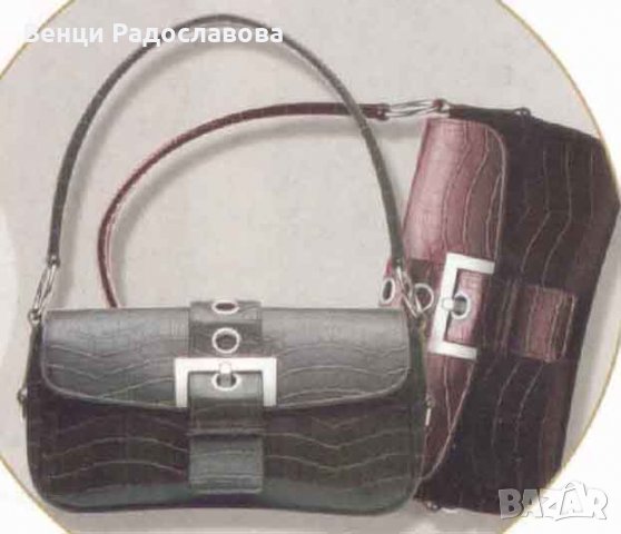 Чанта MOCK CROCK маслина или патладжан, нови!