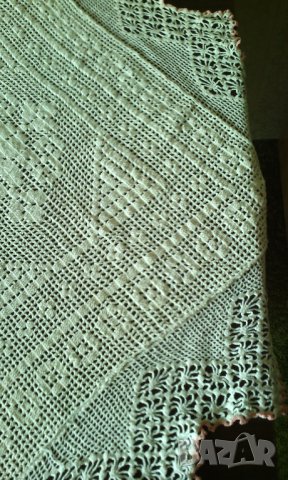 Ръчно плетена покривка за маса. 120/120см., снимка 3 - Покривки за маси - 39881654
