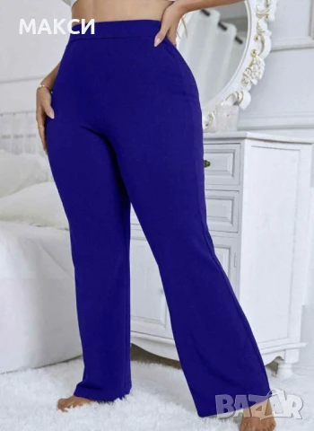 Модерен елегантен еластичен панталон Чарлстон с висока талия в кралско синьо /без закопчаване/, снимка 1
