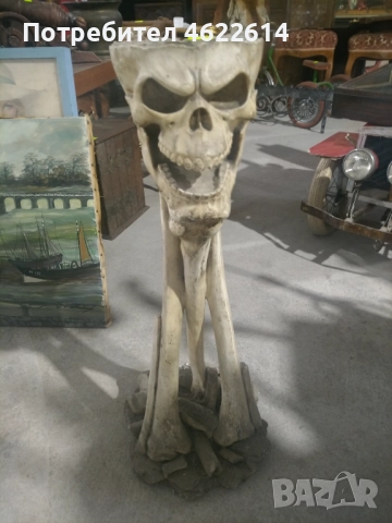 МНОГО КРАСИВ ДЕЗАЙНЕРСКИ ПЕПЕЛНИК ЧЕРЕП С КОСТИ. , снимка 1