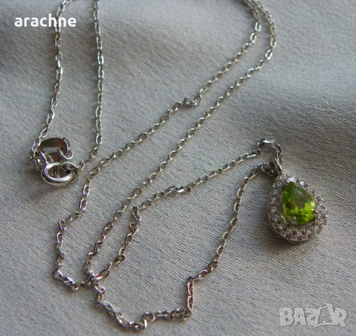 Сребърно колие с оливин и топази, снимка 2 - Колиета, медальони, синджири - 43327744