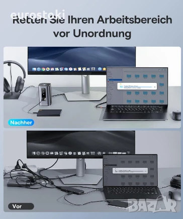 Докинг станция BASEUS Spacemate Series 11-в-1, за 3 монитора с 2 x HDMI 1 x DP 4K @ 60Hz, 3 x USB-A, снимка 7 - Други - 50979499