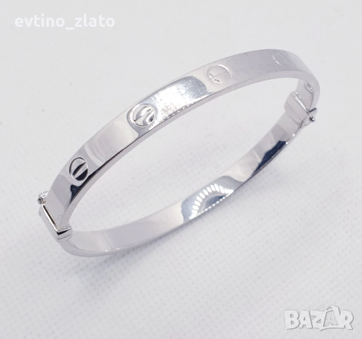 Златни твърди гривни , бяло злато -14К, снимка 4 - Гривни - 38257285