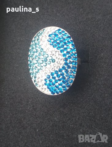 Сребърен пръстен с камъни "Swarovski" / проба 925 и печат Житен клас , снимка 11 - Пръстени - 29064168