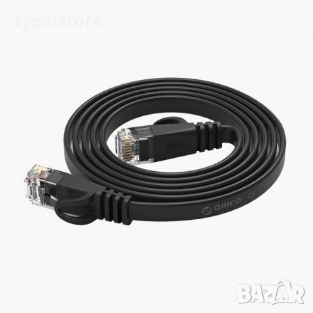 Кабел за Лан мрежа 5м. Плосък Orico PUG-C6B-50-BK Черен RJ45 Cat.6 Flat Gigabit Ethernet Cable, снимка 2 - Кабели и адаптери - 35541504