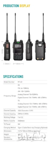 Радиостанция Radtel RT-4D DMR, снимка 6 - Екипировка - 50065162