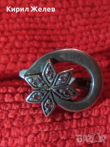 СТАРА СКЪПОЦЕННА АНГЛИЙСКА СРЕБЪРНА РЕТРО АРТ ОБЕЦА ЦВЕТЕ СРЕБРО925 с ИСКРЯЩИ ФАСЕТ ЦИРКОНИ 35261, снимка 10 - Обеци - 39643761