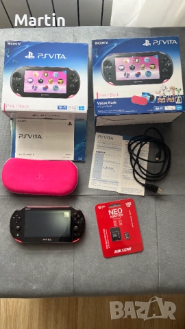 Sony PS Vita PCH-2000 Black/Pink Value Pack CIB(Complete in Box) 128GB