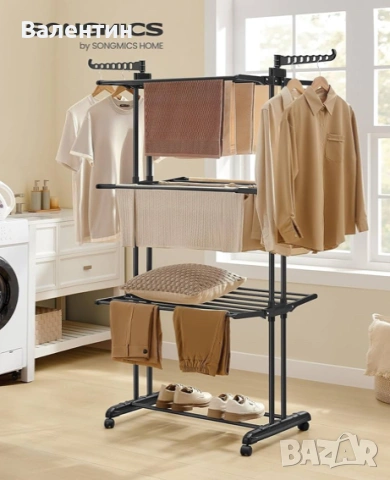 Сушилник за дрехи на колелца от неръждаема стомана , снимка 2 - Други стоки за дома - 53267586