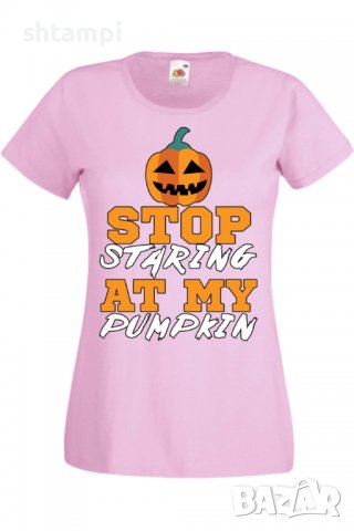 Дамска тениска Stop Staring At My Pumpkin 1,Halloween,Хелоуин,Празник,Забавление,Изненада,Обичаи,, снимка 10 - Тениски - 38138310