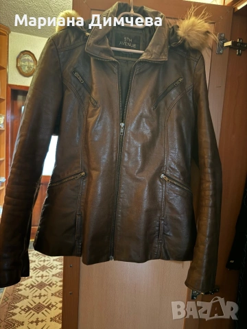 Бутиково дамско яке от естествена кожа с качулка и естествен пух, снимка 11 - Якета - 53240681